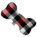 Mirage Pet Products Red & White Buffalo Check 8 in. Stuffing Free Bone Dog Toy 1302-SFTYBN8